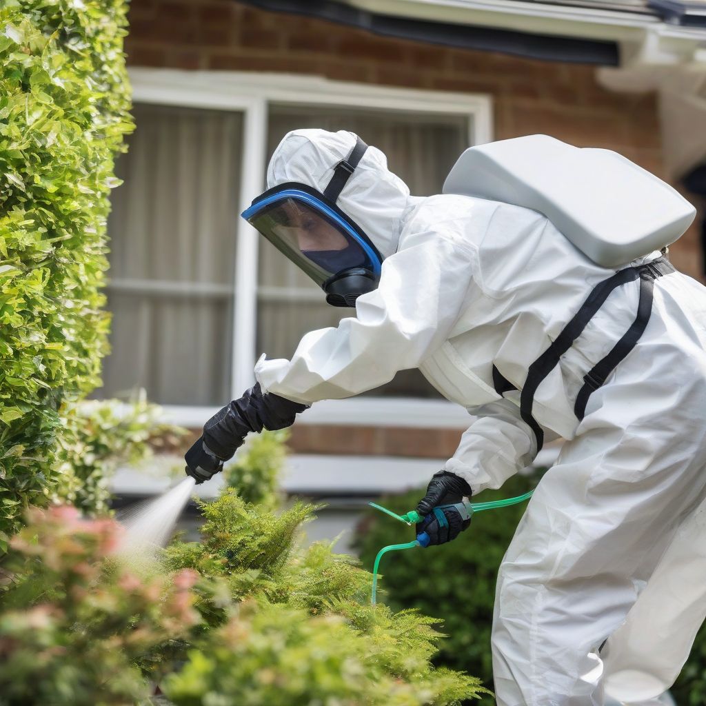 Pest control technician spraying for insects.